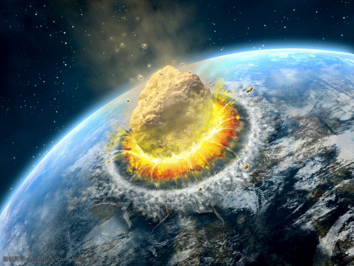 陨石撞击地球 地球表面 太空 陨石 撞击地球 石头 流星 宇宙 冰水烈火 生活百科 黑色