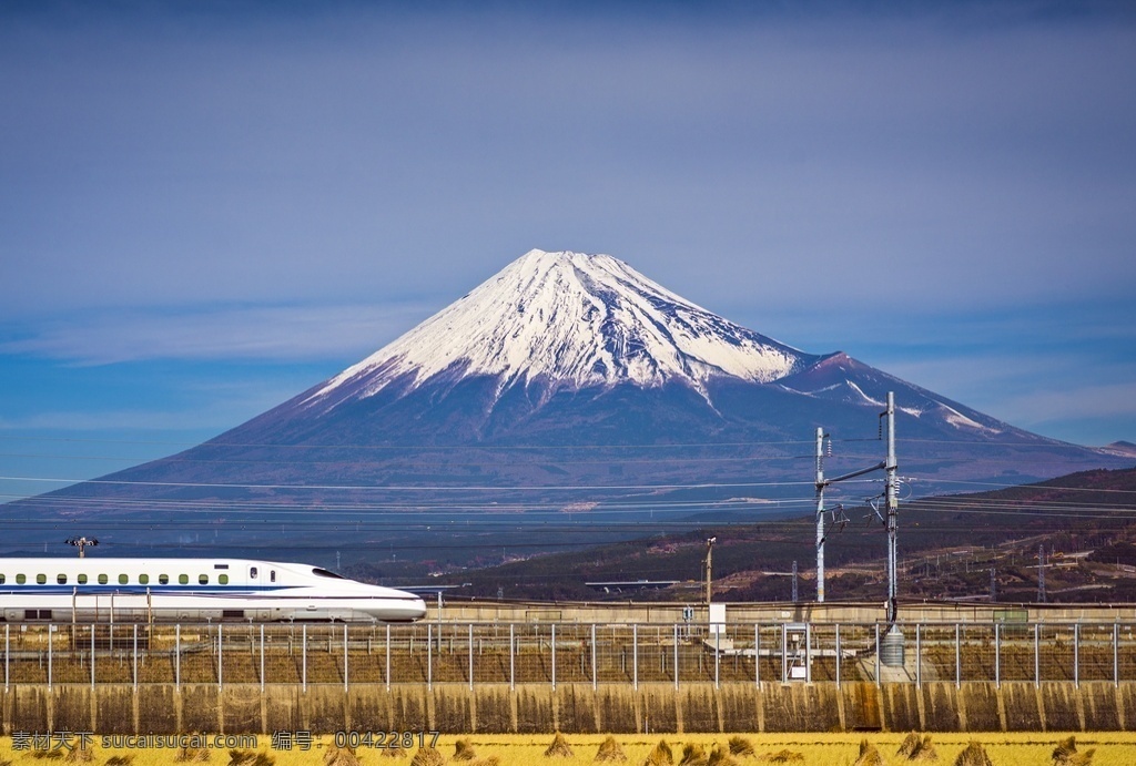富士山 风景图片 日本 农田山庄 田野 快速列车 山水风景 自然景观