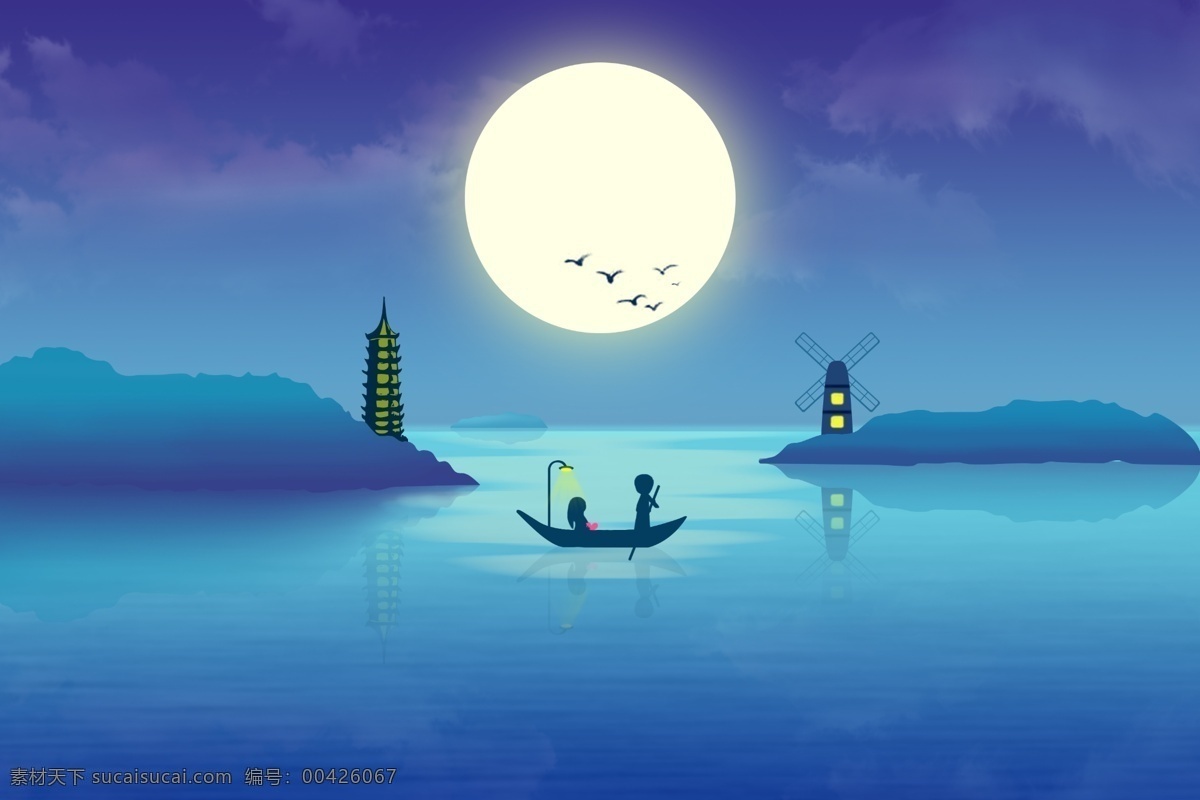中秋 月亮 嫦娥 祝福 气节 传统 古风 背 背景 背景素材
