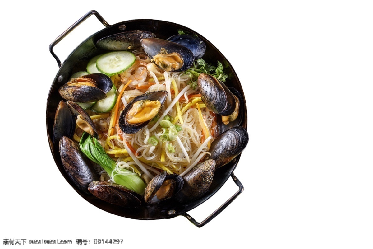 俯视图 海鲜 食物 餐饮 贝壳 蔬菜 豆芽 动物 豆芽菜 粉丝 美味