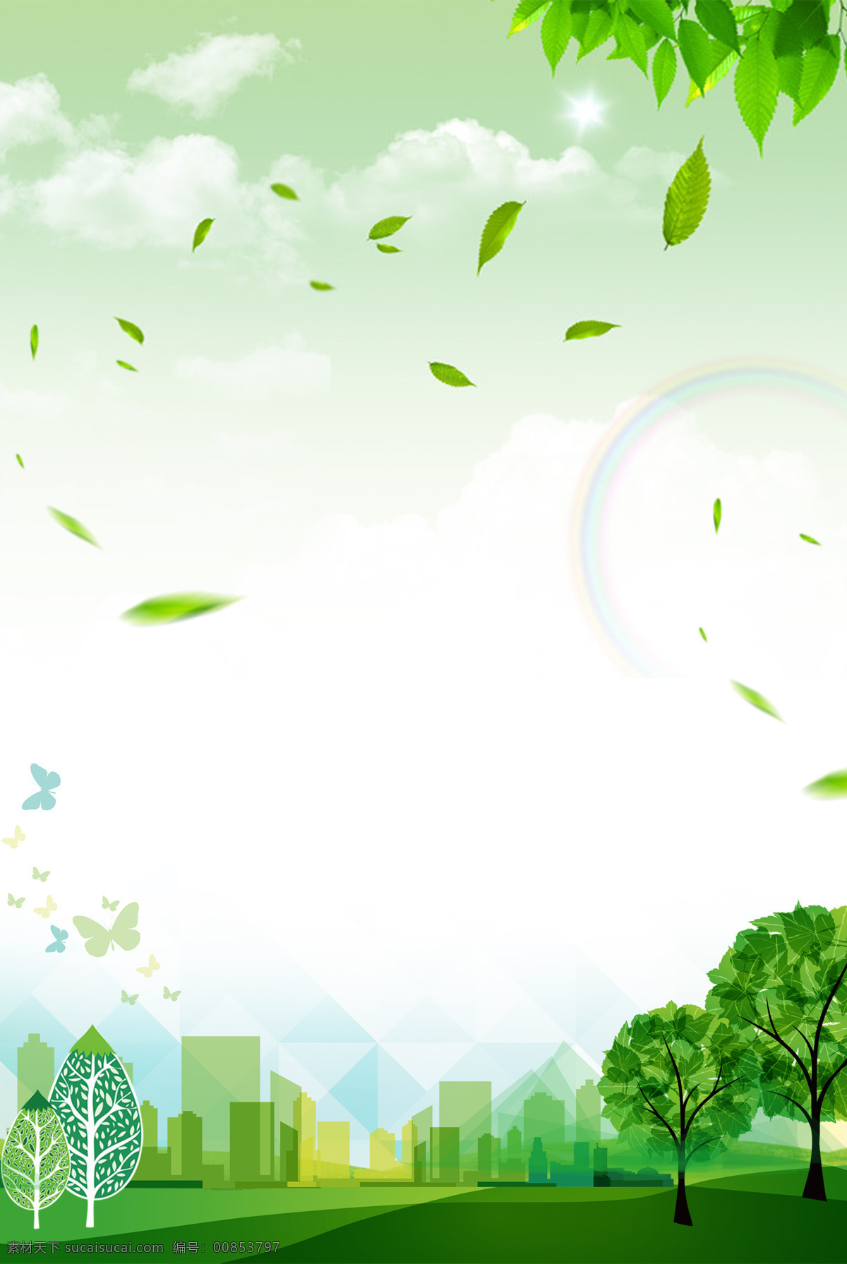 绿色环保背景 绿色 环保 展板 背景 树 树叶 环境设计 其他设计