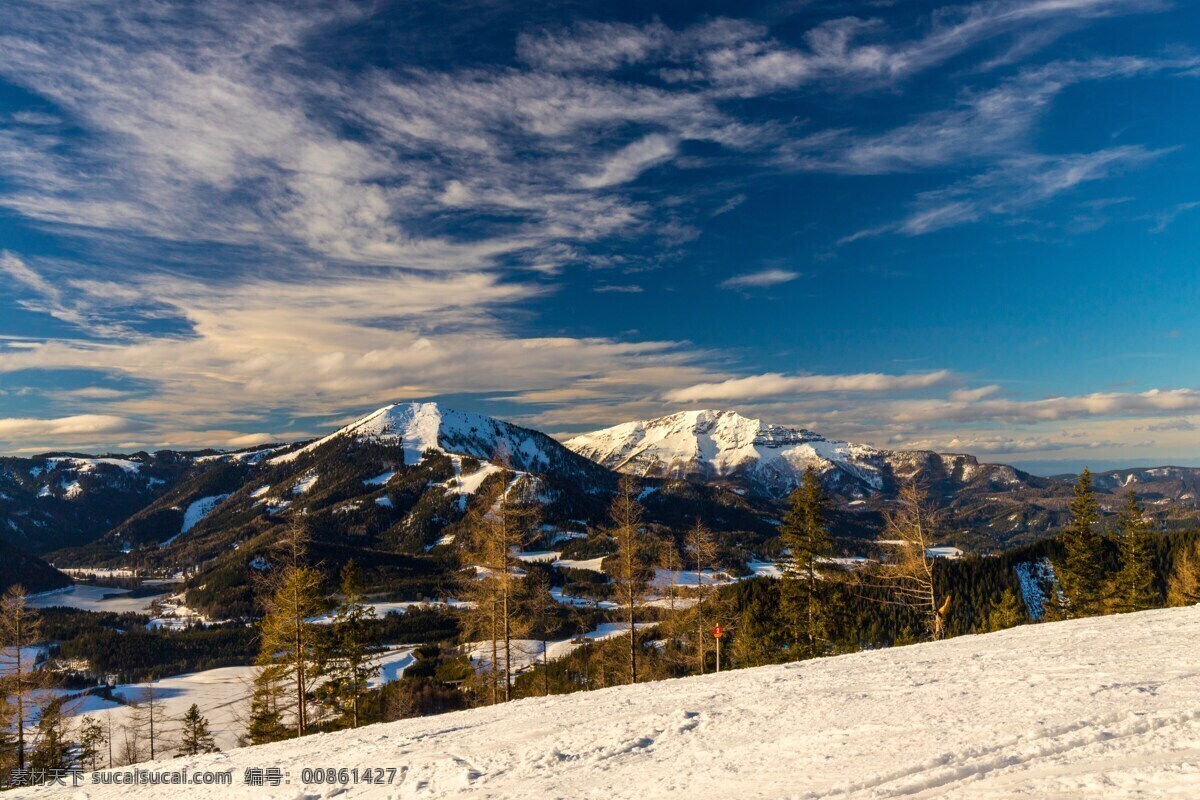 冬季 自然景觀 冬天 自然 森林 雪地 雪山 夕陽 藍(lán)天 自然風(fēng)景