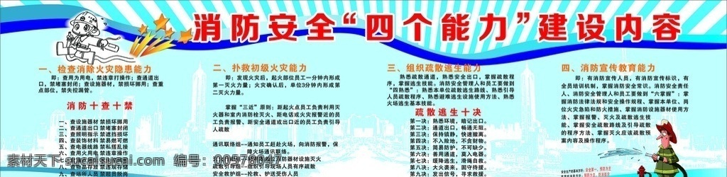 消防安全 消防 安全 四個能力 建設(shè)內(nèi)容 展板 宣傳 滅火器