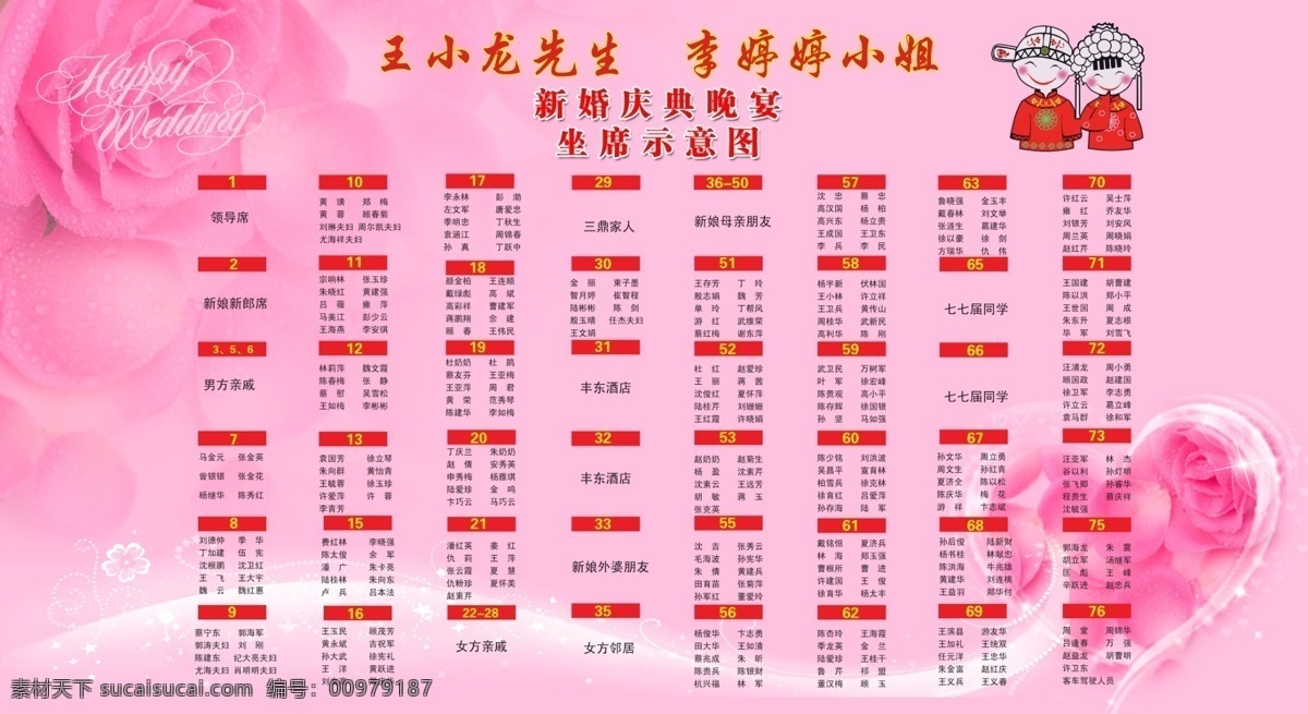 婚慶 席位 高清psd 廣告設(shè)計(jì)模板 源文件 展板 婚慶席位 示意圖 粉紅底色 其他海報(bào)設(shè)計(jì)