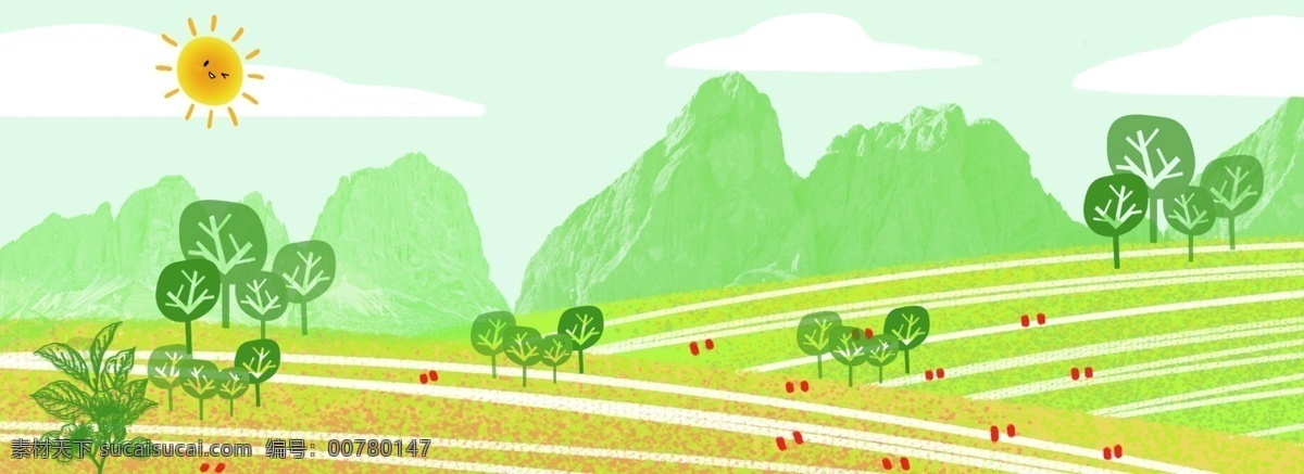手繪 春天 立春 風(fēng)景 綠色 背景 二十四節(jié)氣 傳統(tǒng)節(jié)氣 立春節(jié)氣 開春 迎春