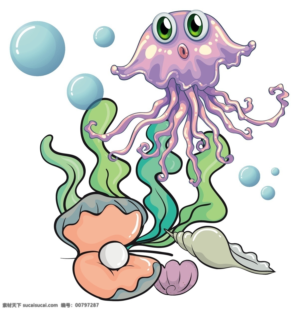 卡通章鱼 章鱼 生物 海洋生物 彩色 可爱 生物世界 鱼类