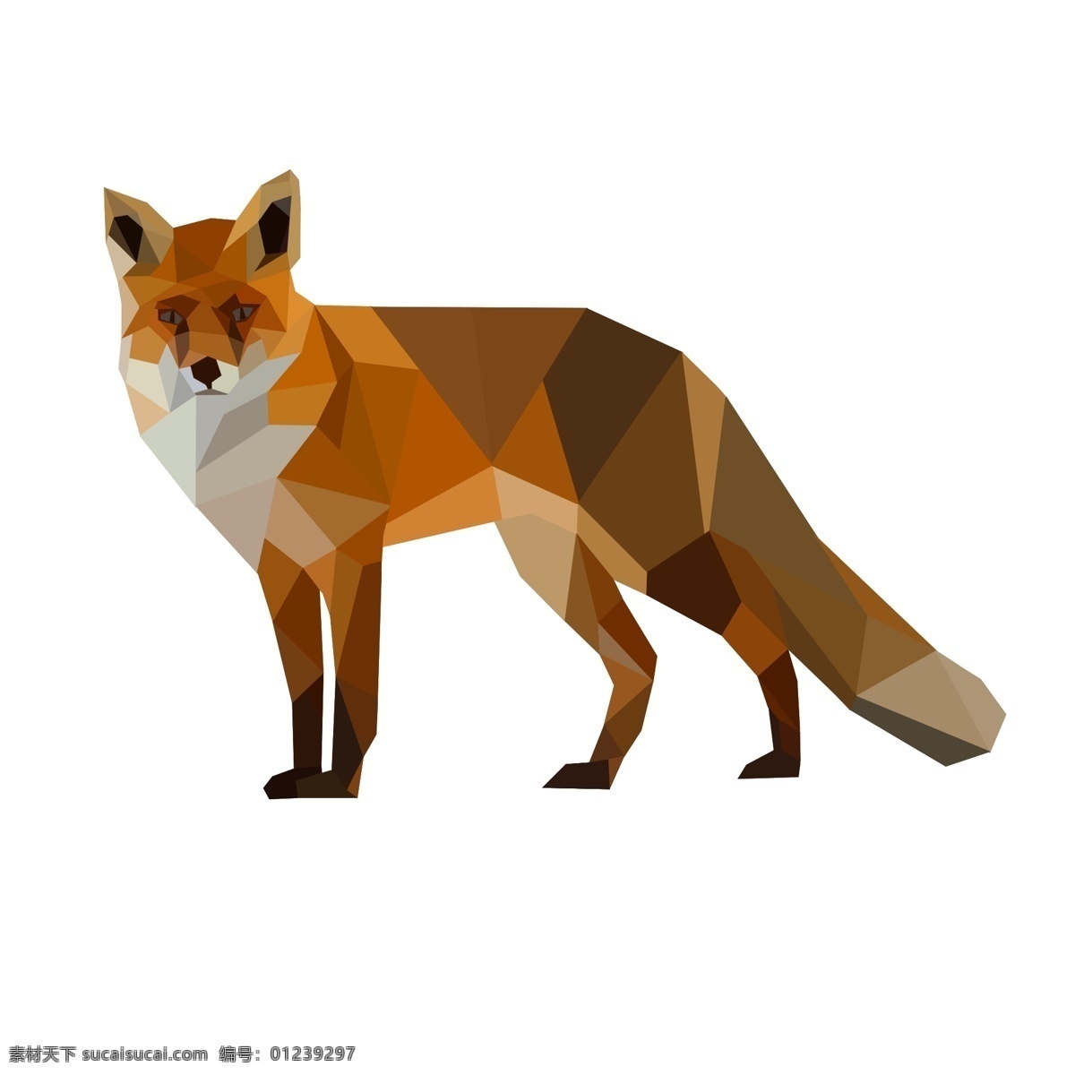 色块 化 风格 多边形 狐狸 动物 拼接 低多边形