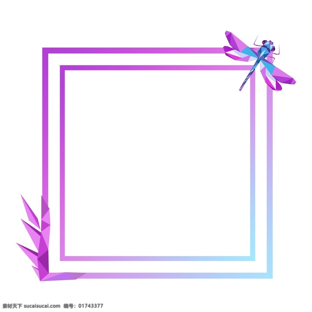 色块 化 风格 紫色 蓝色 渐变 边框 元素 多边形 蜻蜓 色块化风格 渐变色 几何
