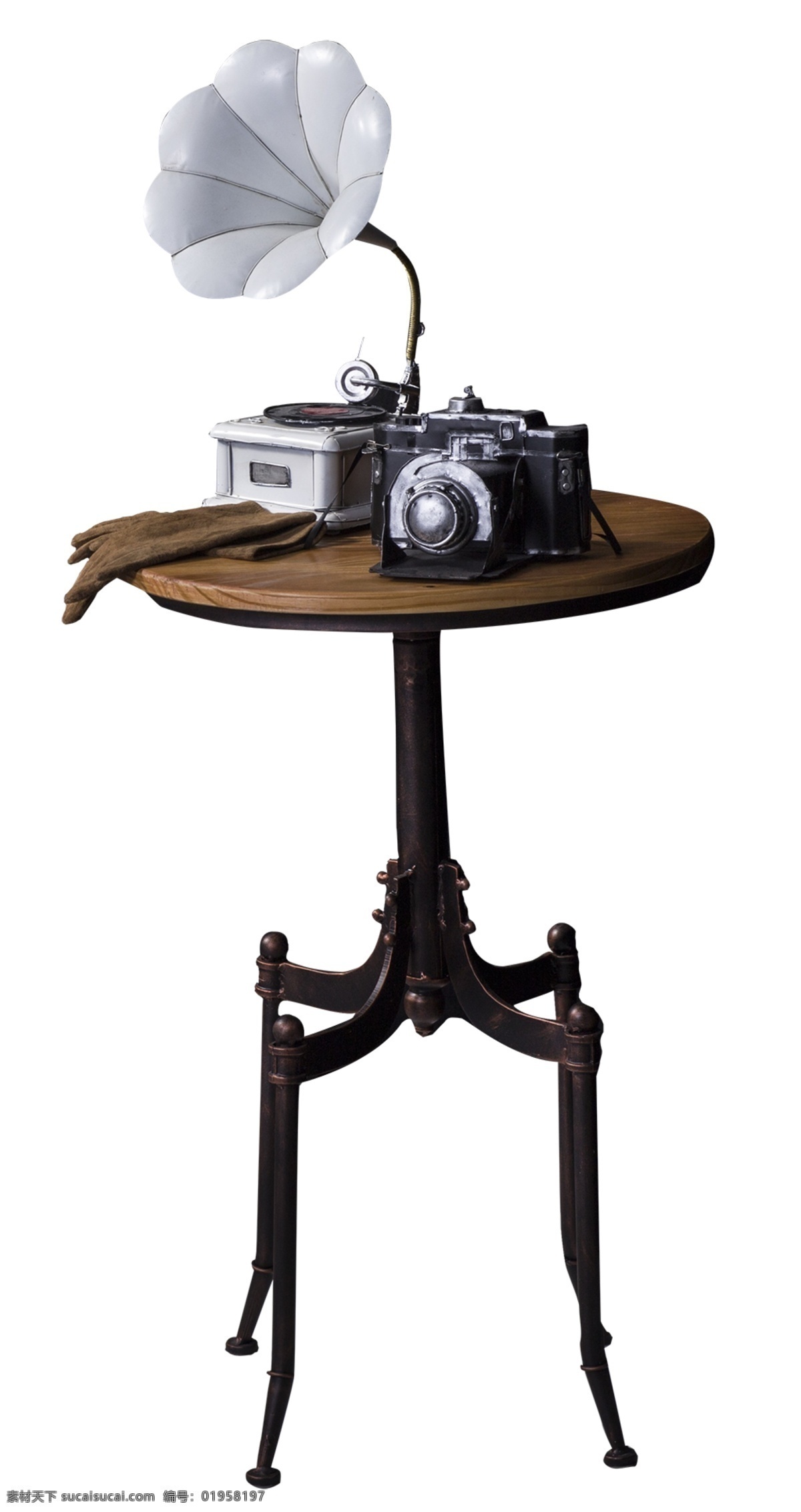 桌子 上 各种 古董 民国 物品 音响 相机 手套 时代 装饰