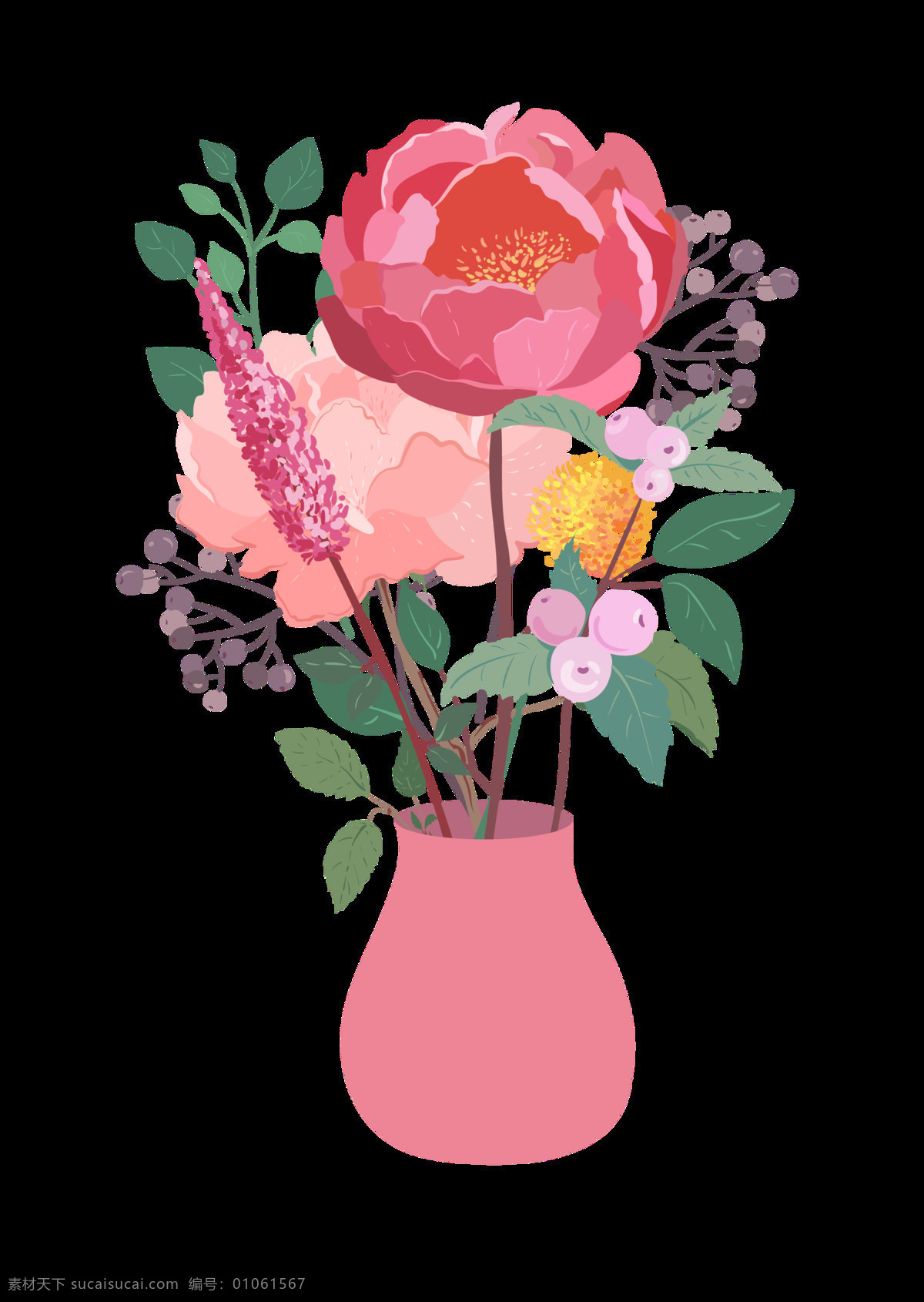 辦公室 家裝 花瓶 透明 卡通 摳圖專用 裝飾 設(shè)計(jì)素材