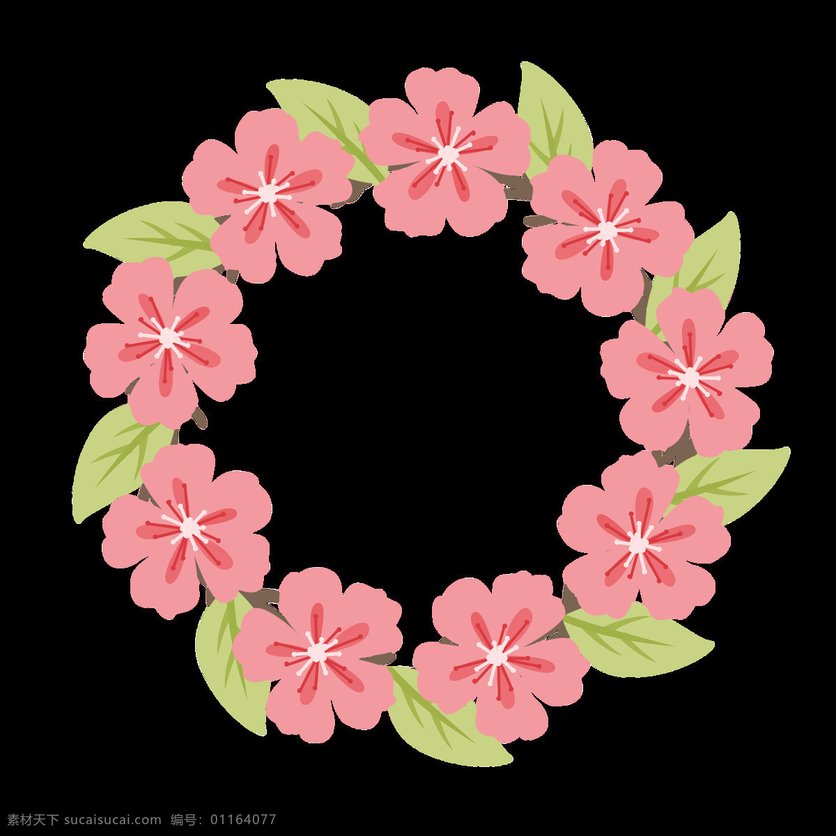旋轉(zhuǎn) 花枝 卡通 透明 裝飾 花圈 花瓣 透明素材 免扣素材 裝飾圖案