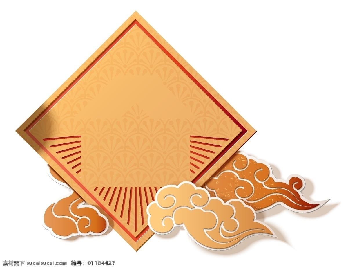 卡通 方框 祥云 裝飾 矢量 元素 矢量元素 透明素材 吉祥 免摳元素