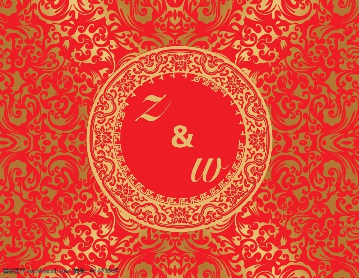 紅色 金色 花紋 金色花紋 婚禮背景