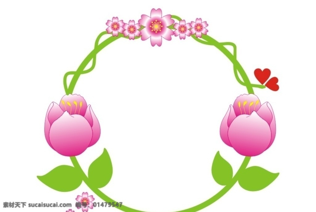 邊框 圓形邊框 花兒邊框 花環(huán) 可愛邊框 鮮花 綠葉 花紋花邊邊框 底紋邊框 邊框相框
