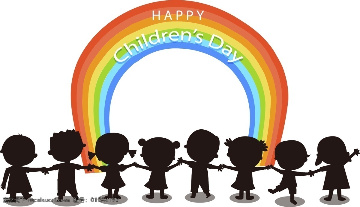 六一儿童节 小孩子 背影 手绘 六一 彩虹 高清免抠 大图免抠 300像素图 eps图免抠 节日