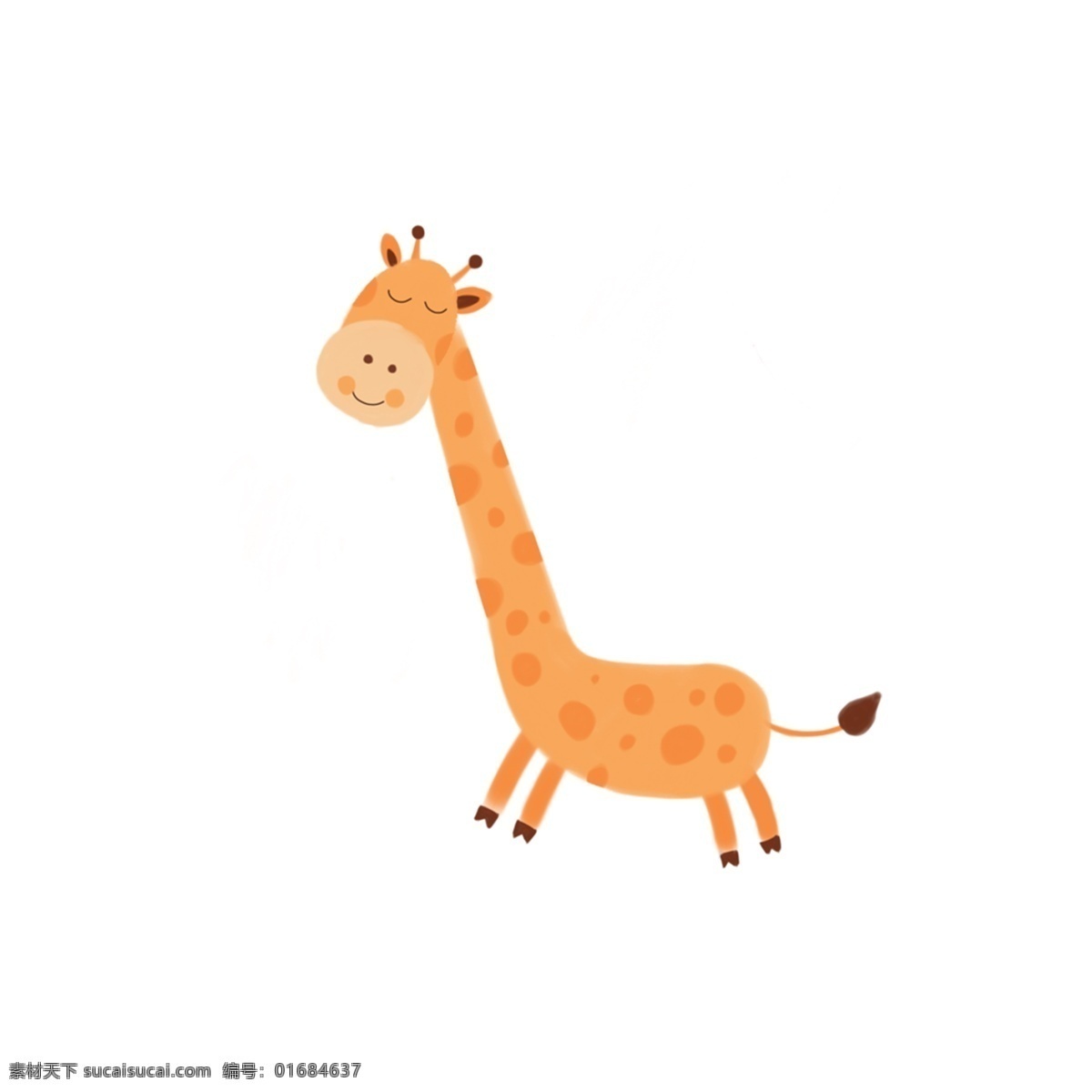 手绘 创意 简约 可爱 卡通 长颈鹿 动物 插画 小清新 动物插画