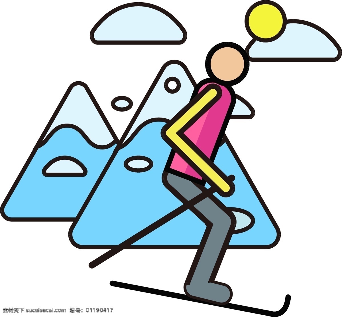 冬季 元素 冰山 滑雪 人物 雪山 简约 动态 冬季元素