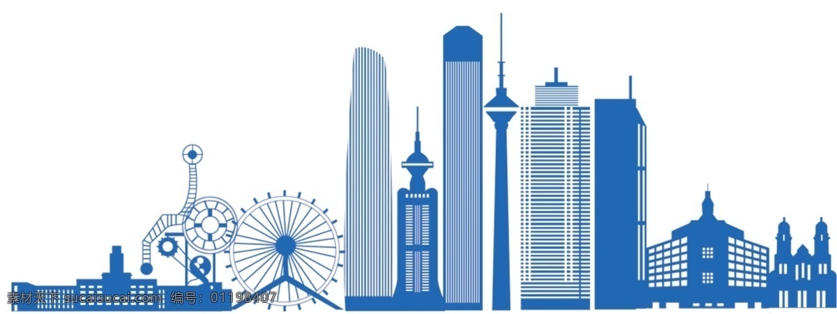 天津 剪影 標(biāo)志 建筑 圖 天津之眼 天塔 日?qǐng)?bào)大廈