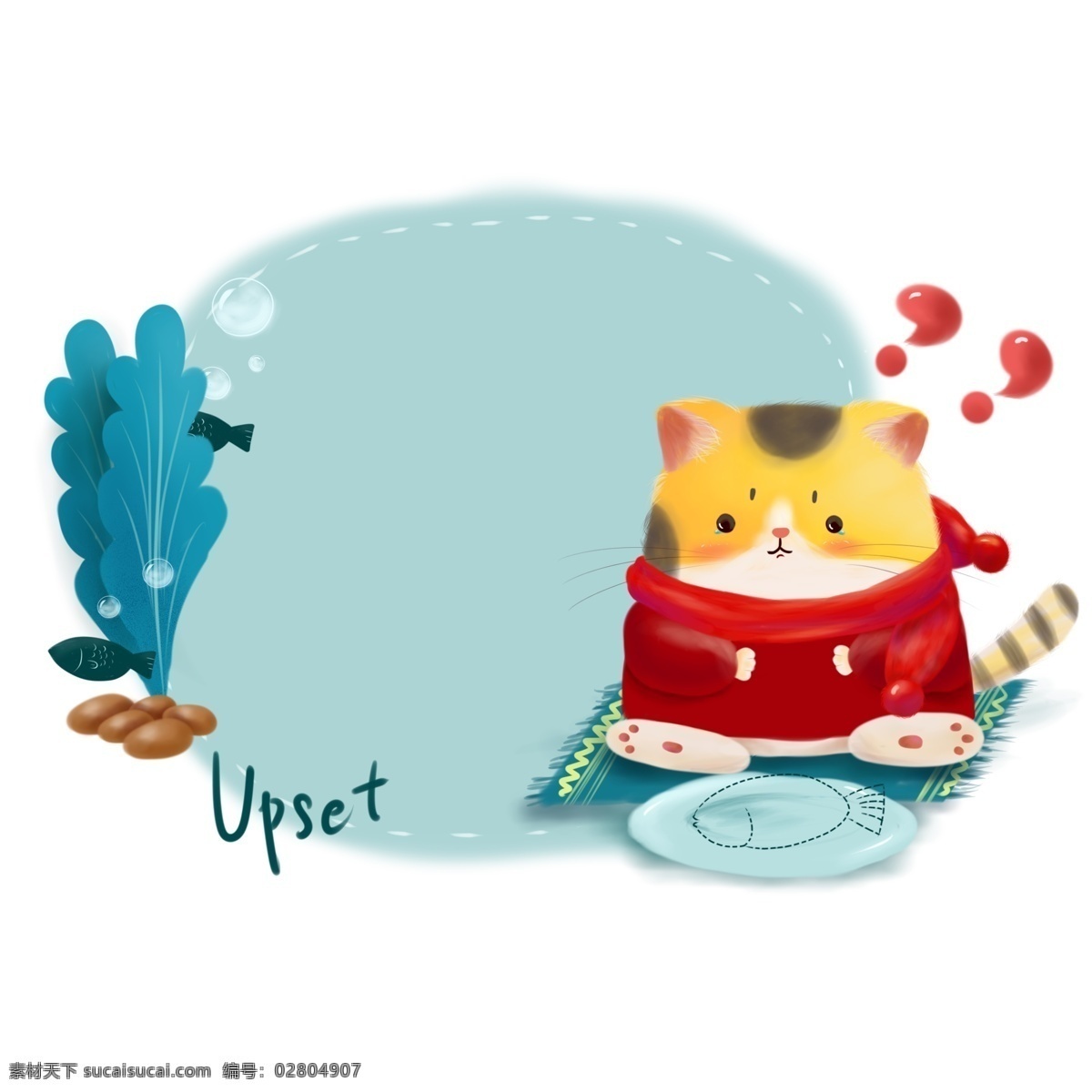 卡通 動物 表情 心情 對話框 邊框 便簽 便條 裝飾 可愛 冬季 手繪 貓咪 小貓 貓 魚 冬天 裝飾元素 裝飾圖案