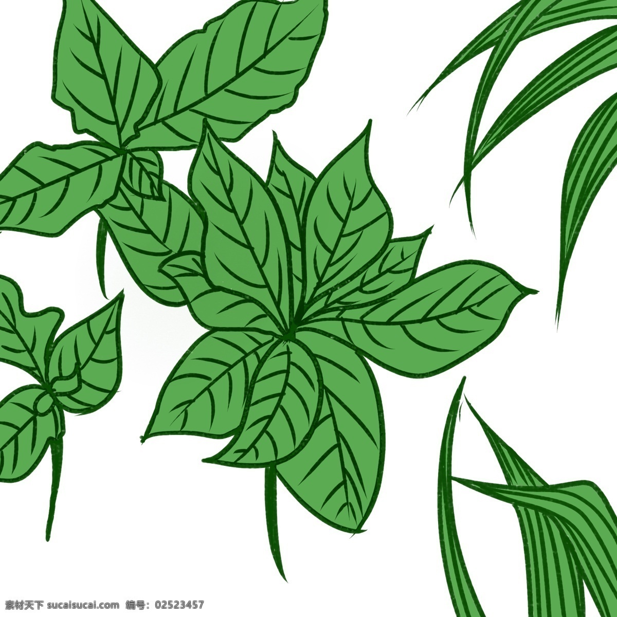 绿色植物 叶子 系列 天然 大自然 草本植物 温经驱寒 装饰 贴画 绿色 植物 艾叶 中药 墨绿 黑色