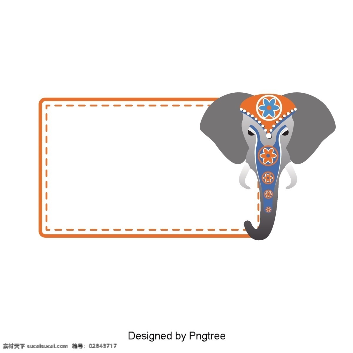 泰国 大象 装饰 边境 花纹 图案 插图 文本 框
