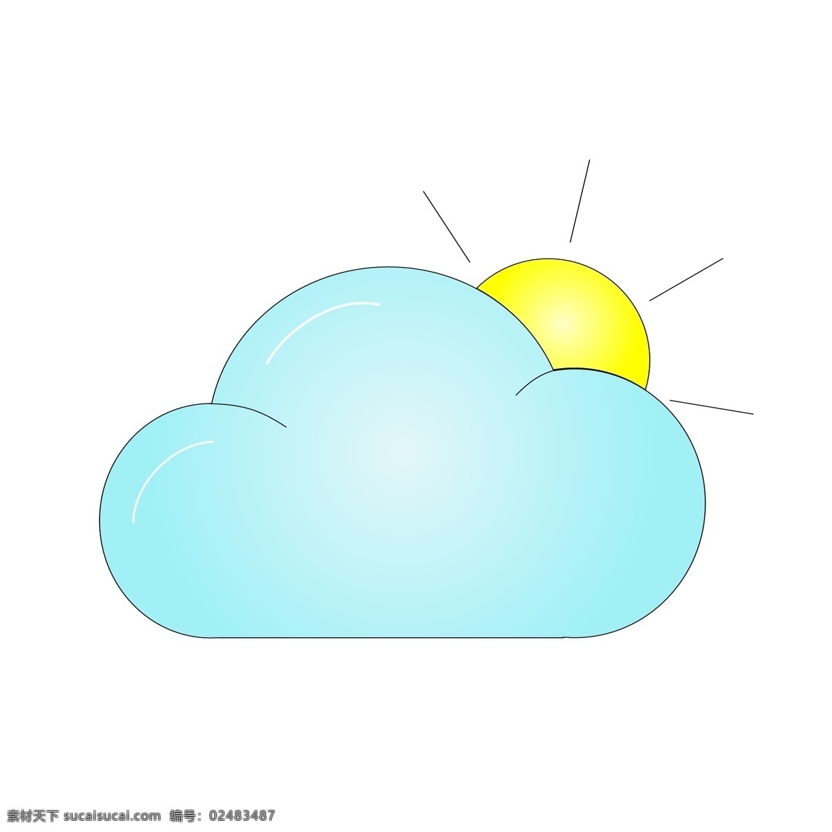 多云天氣 多云 天氣符號 信號 提醒 云朵 半個太陽 遮擋