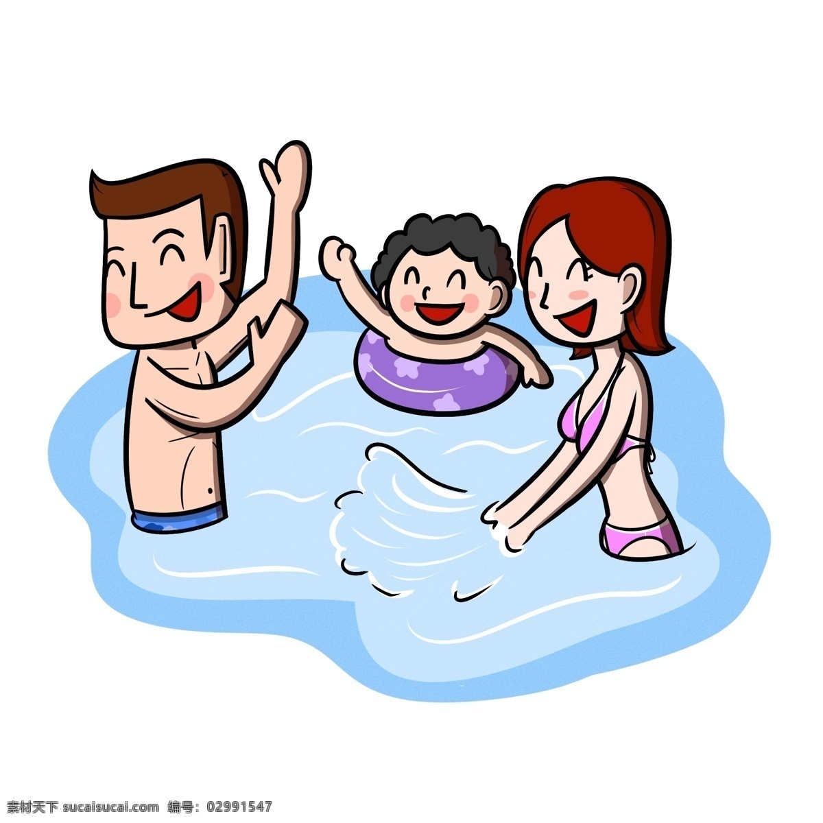 卡通 夏季 全家人 游泳 玩耍 嬉戲 透明 底 夏天 卡通家人 兒童 海邊 海灘 沙灘 海邊人物 夏季人物 夏天人物 卡通人物 卡通夏季