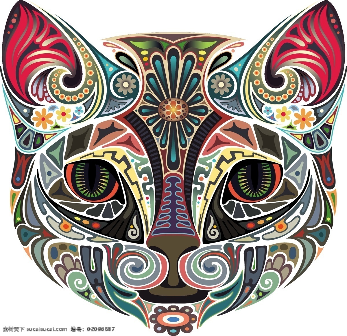 动物 纹身 刺青 矢量素材 矢量图 创意设计 彩色 炫彩 矢量 高清图片