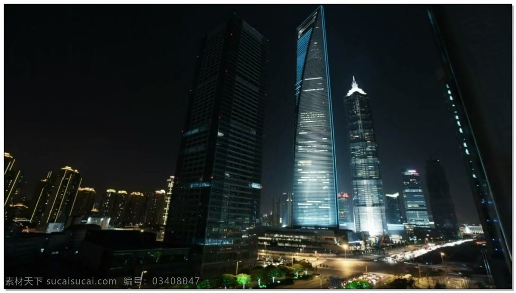 車水馬龍 上海金融 中心 夜景 視頻 車流 上海 地標建筑 視頻素材 動態(tài)視頻素材