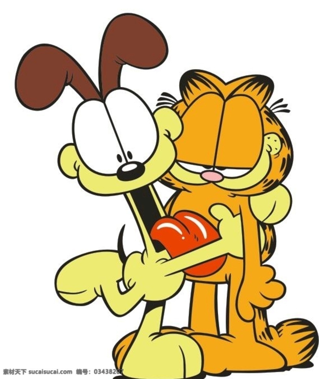 加菲猫和欧迪 卡通 加菲猫 猫咪 小狗欧迪 拥抱 可爱 动漫动画 动漫人物