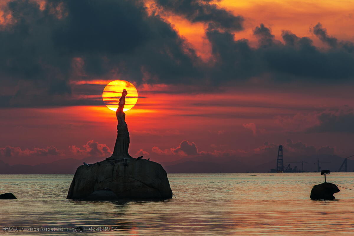 珠海 渔女 日出 图 晨曦 风光 建筑景观 自然景观