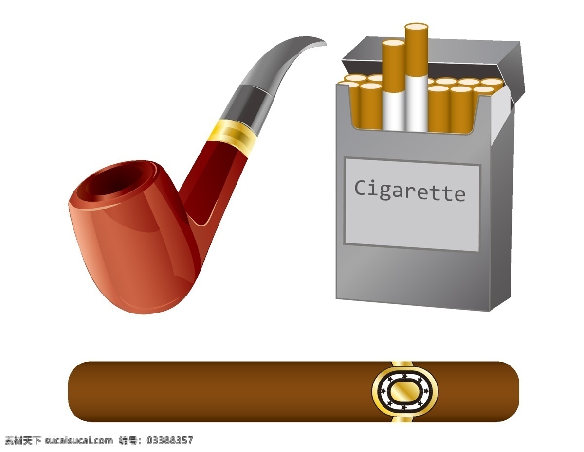 卡通 吸烟 烟斗 元素 简约 雪茄 手绘 烟盒 ai元素 矢量元素