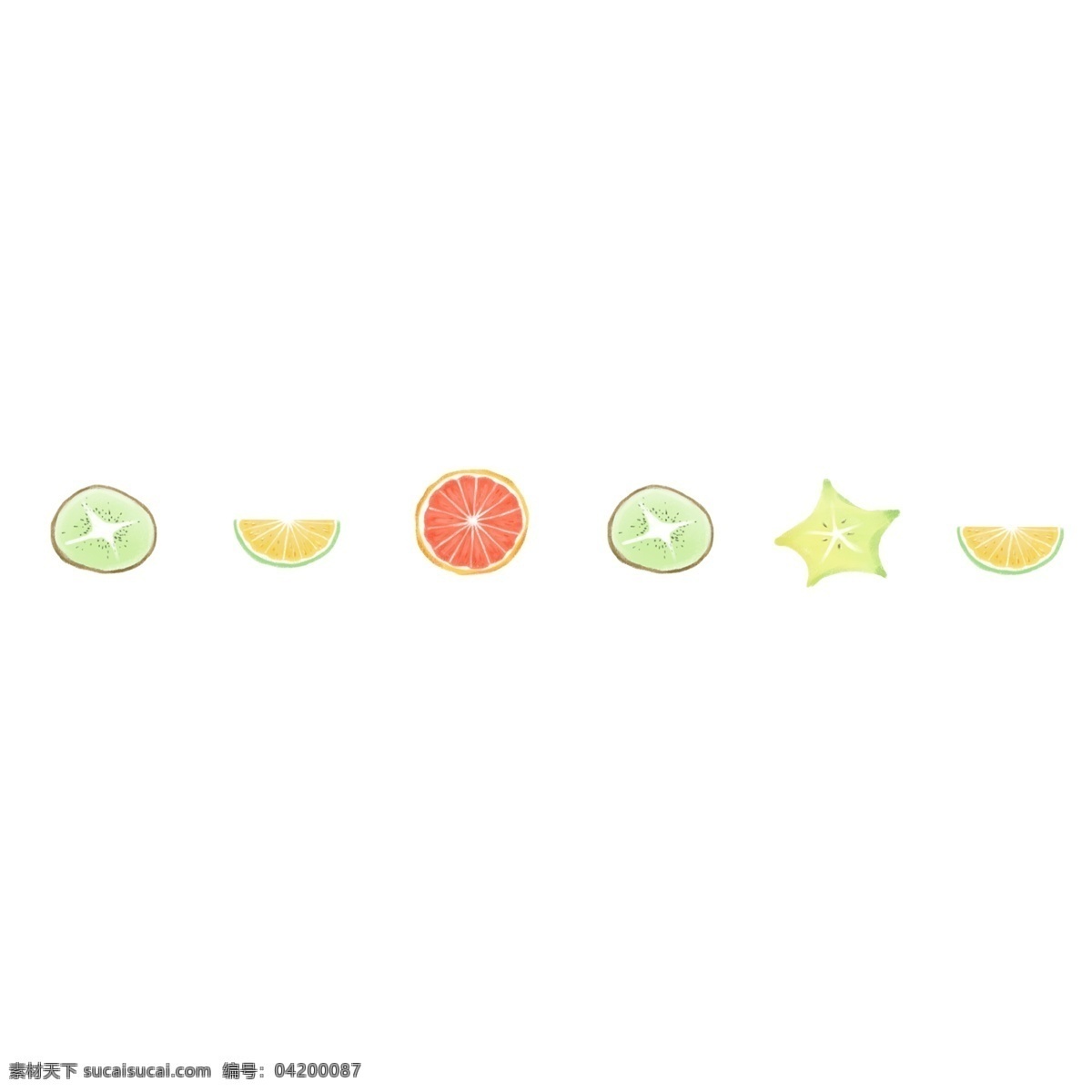 各种 水果 分割线 插画 水果分割线 柠檬分割线 杨桃 柠檬 插图 柚子 橙子 猕猴桃