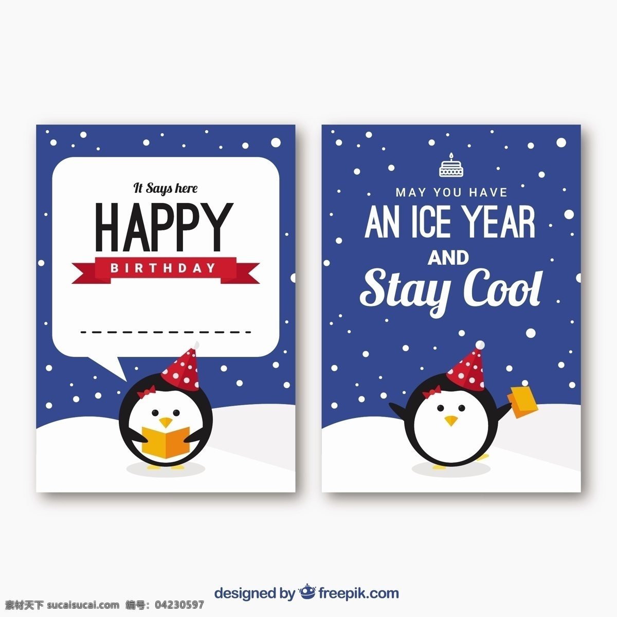 快乐 生日 卡片 企鹅 生日快乐 模板 雪 冬 生日卡片 白色