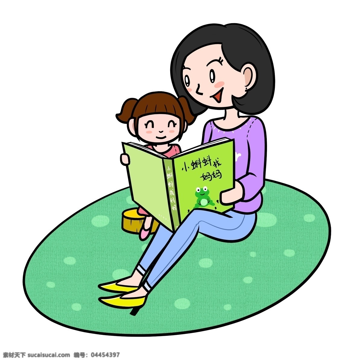 卡通 母親節(jié) 母女 看書(shū) 透明 底 卡通母親節(jié) 卡通母女 卡通親子 母親節(jié)卡通 親子卡通 母親節(jié)人物