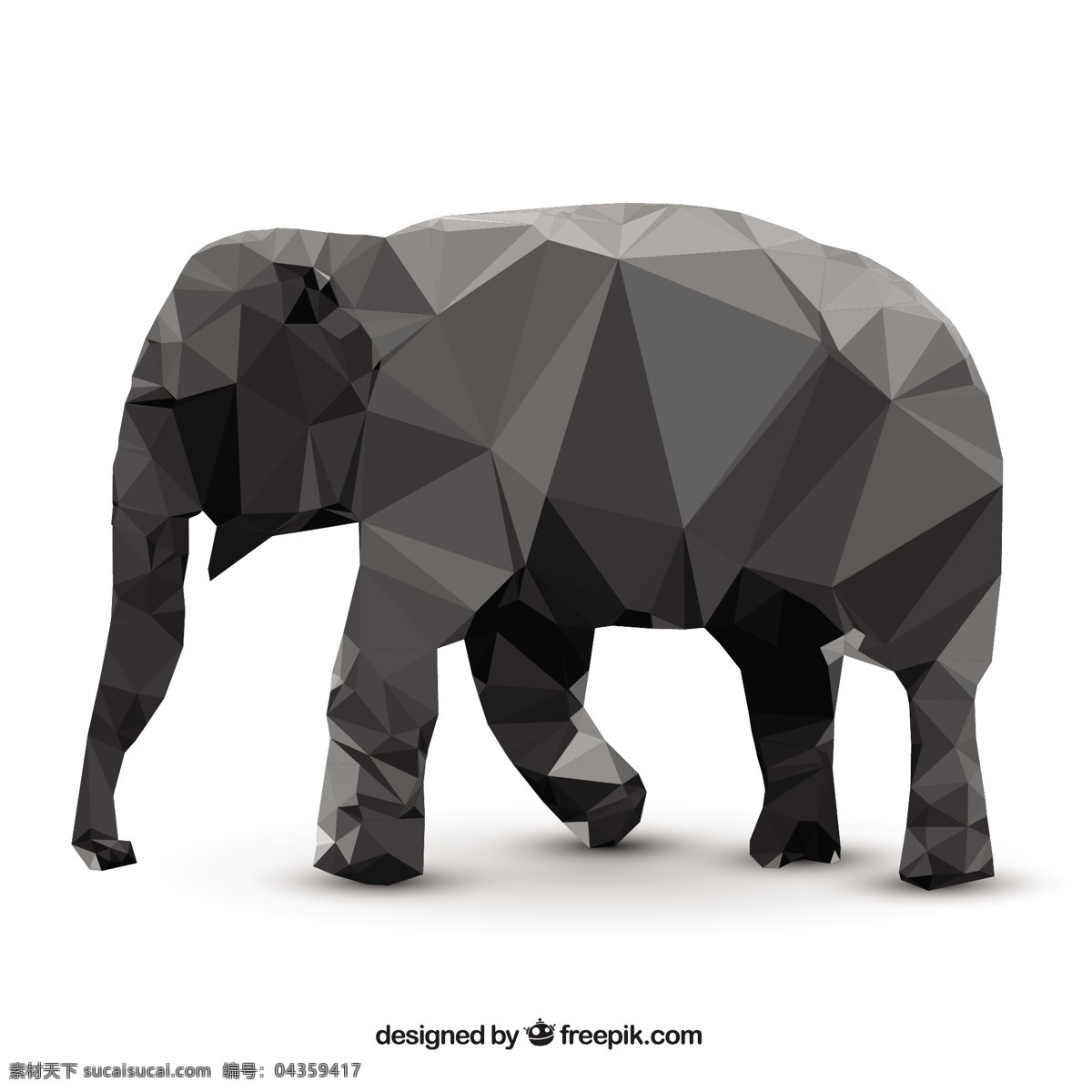 几何动物插图 抽象 几何 动物 大象 多边形 矢量 eps文件