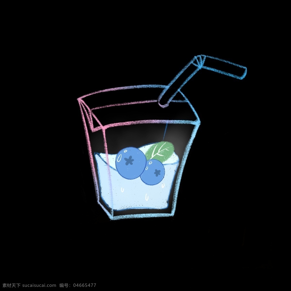 蓝莓果汁 蓝莓 卡通 简洁 可爱 美食 饮品