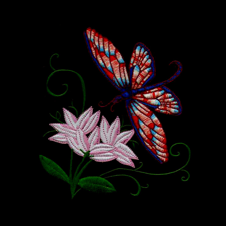 绣花 植物 花朵 动物 昆虫 免费素材 面料图库 服装图案 黑色