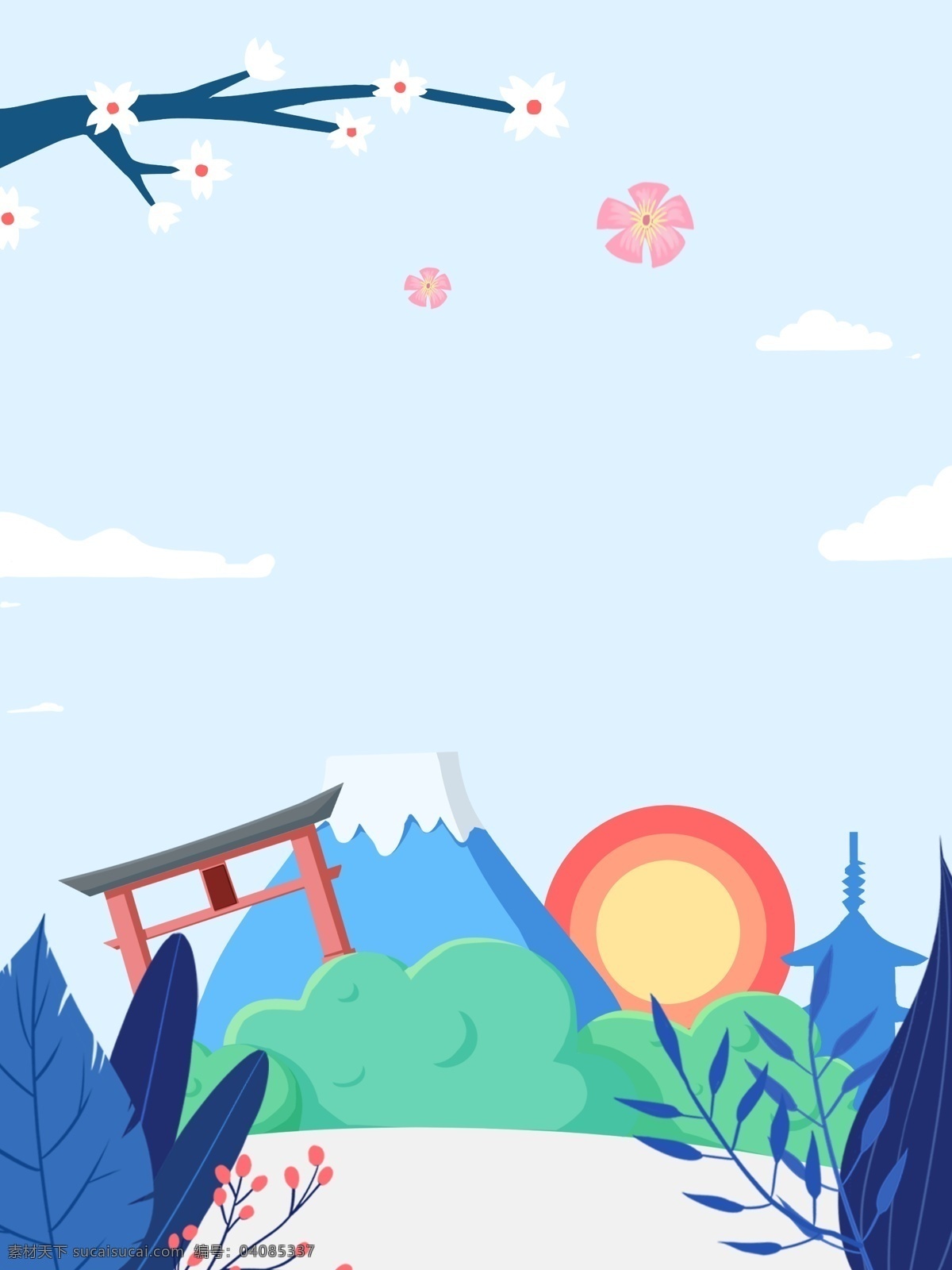 日 系 日本 风景 旅游风景 插画 背景 日系 日本风景 特邀背景 通用背景 广告背景 背景素材