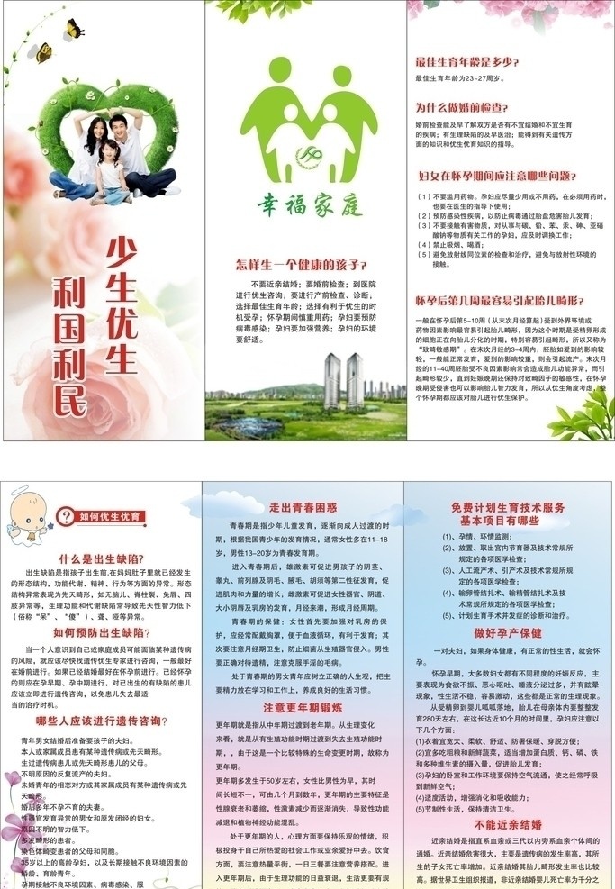 幸福 家庭 三 折頁 計劃生育 少生 優(yōu)生 幸福家庭 三折頁 矢量
