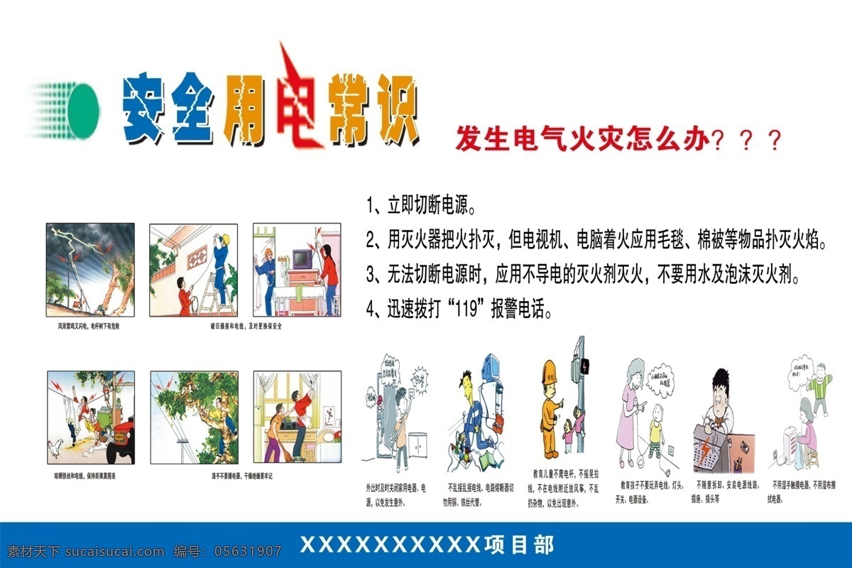 安全 用電 常識(shí) 宣傳 展板 安全施工配圖