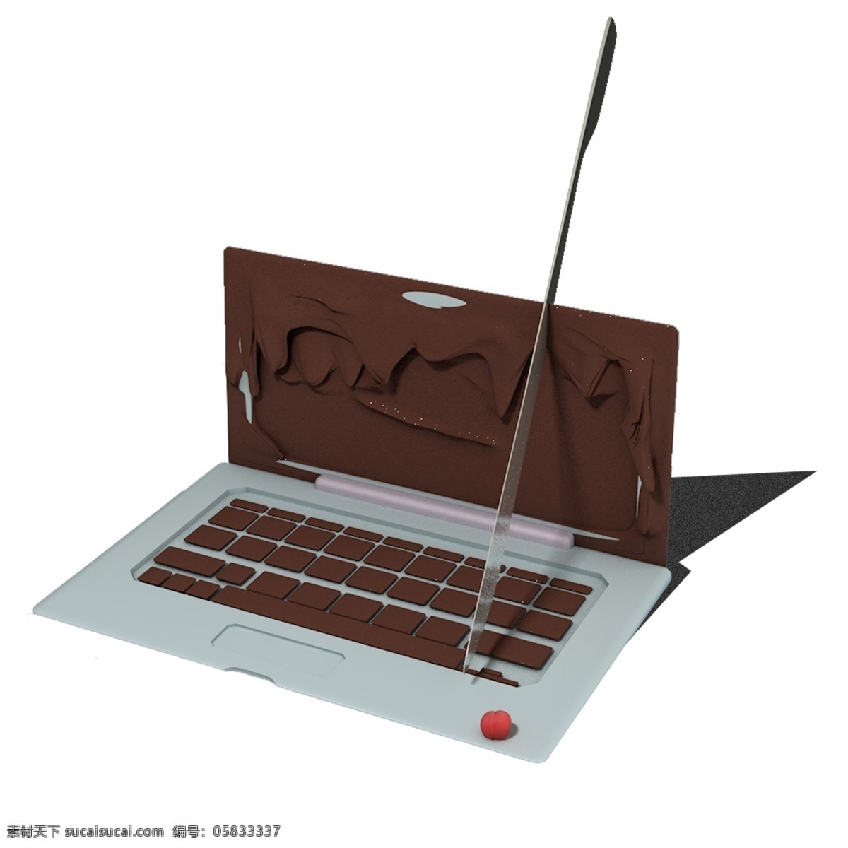 巧克力 做 电脑 创意 c4d 建模 食物 图案 餐刀 卡通 简约 美观 樱桃