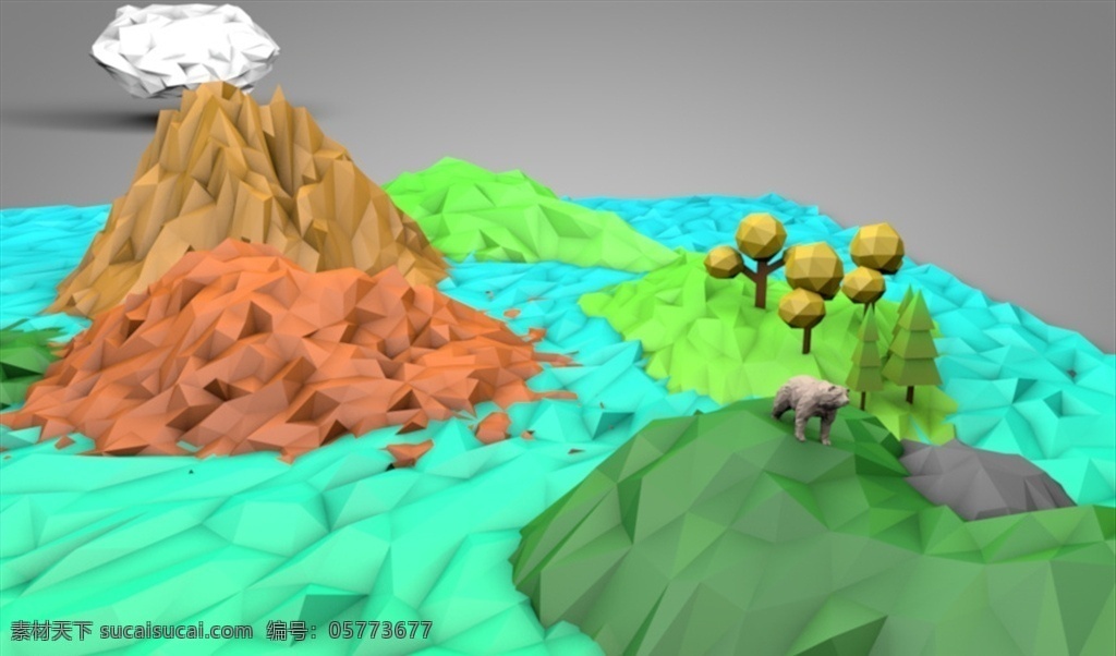 c4d 模型 北极熊 冰山 动画 工程 像素 简约 渲染 c4d模型 3d设计 其他模型