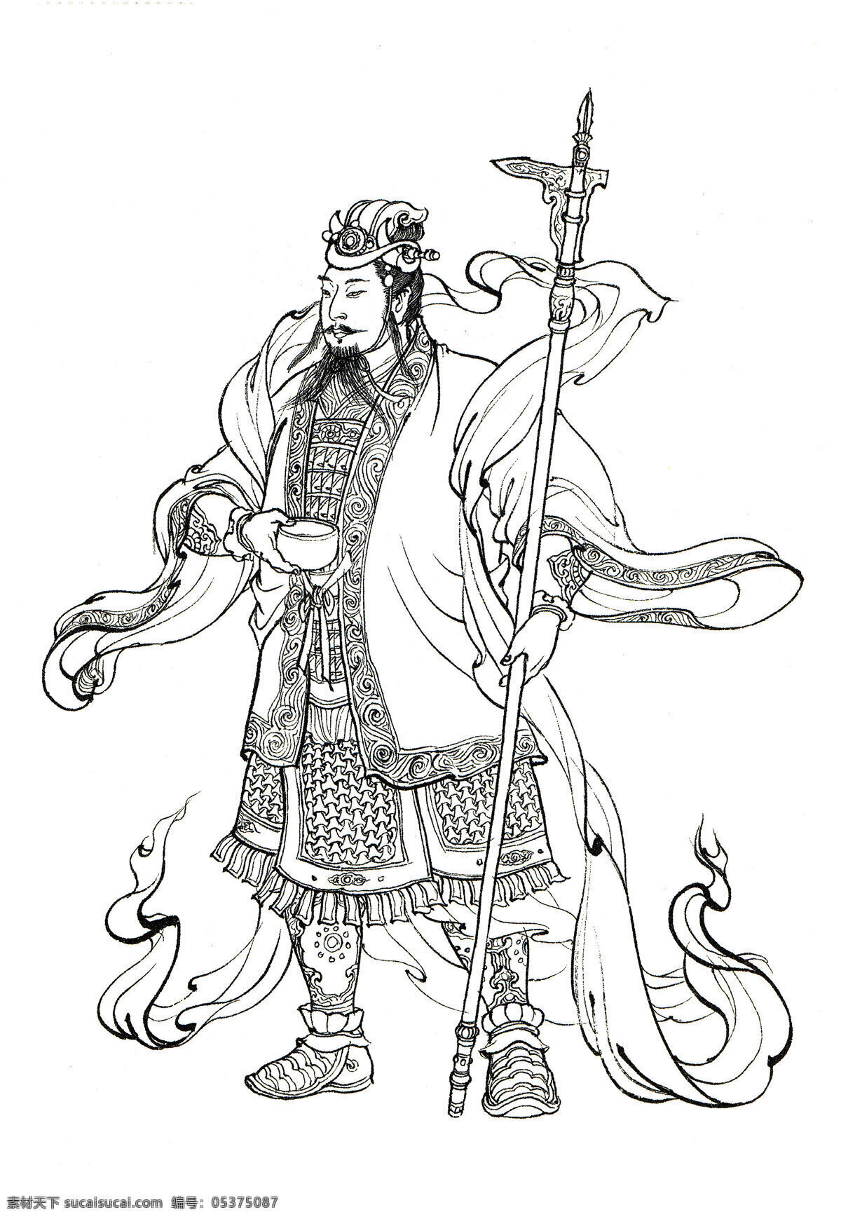 西游記人物 白描 西游記 水德星君 神仙 線搞 黑白 李 云中 文化藝術(shù) 繪畫書法