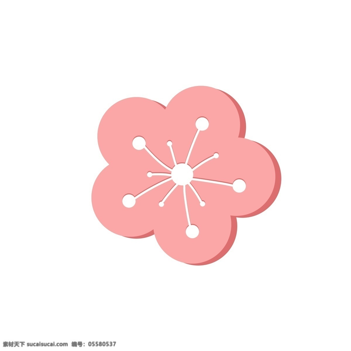 矢量图 美丽 粉红色 花蕊 植物 花朵 六瓣花 唯美