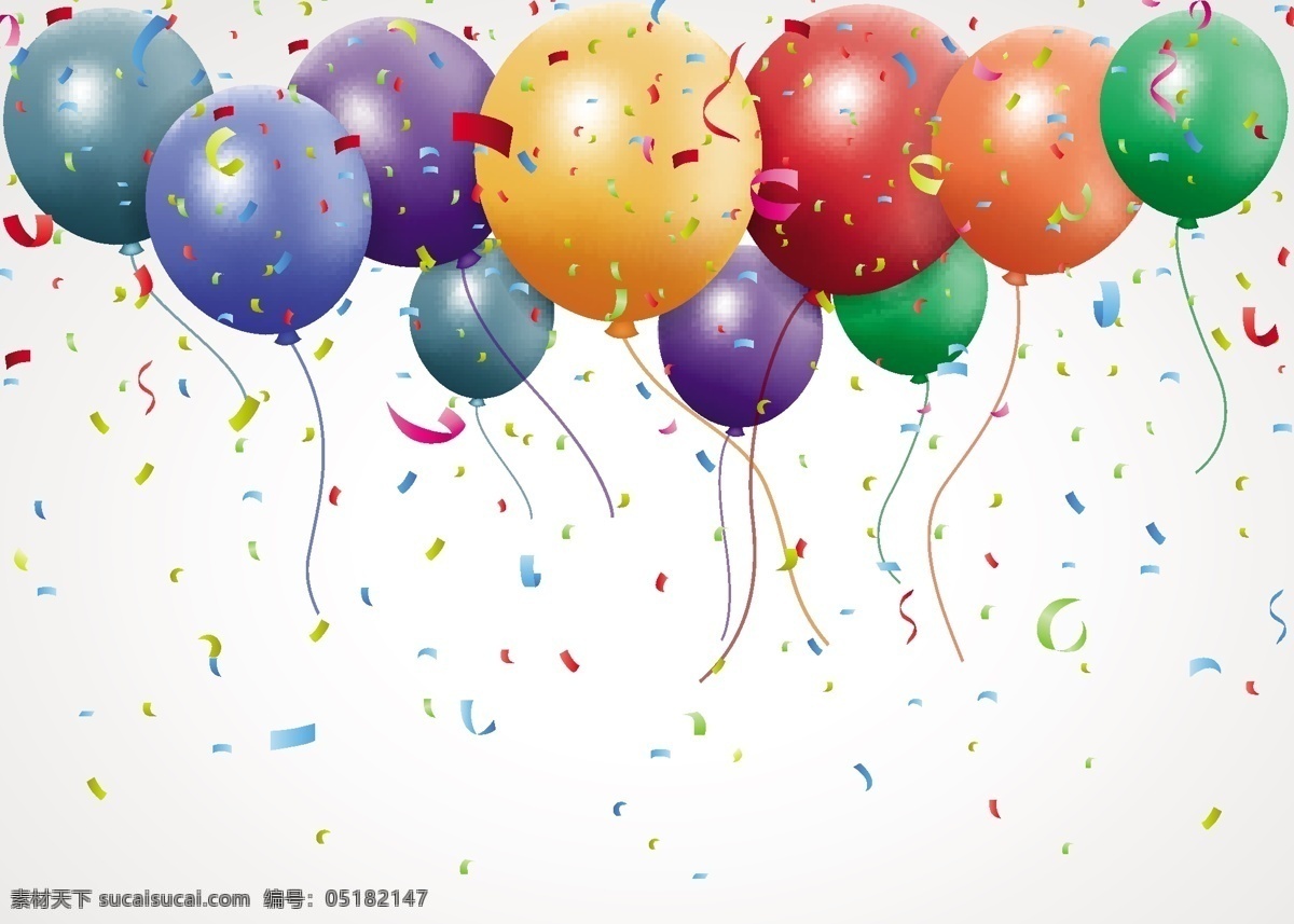 节日庆祝气球 节日 气球 彩色纸屑 生日气球 色彩 彩色 五彩缤纷 文化艺术 节日庆祝