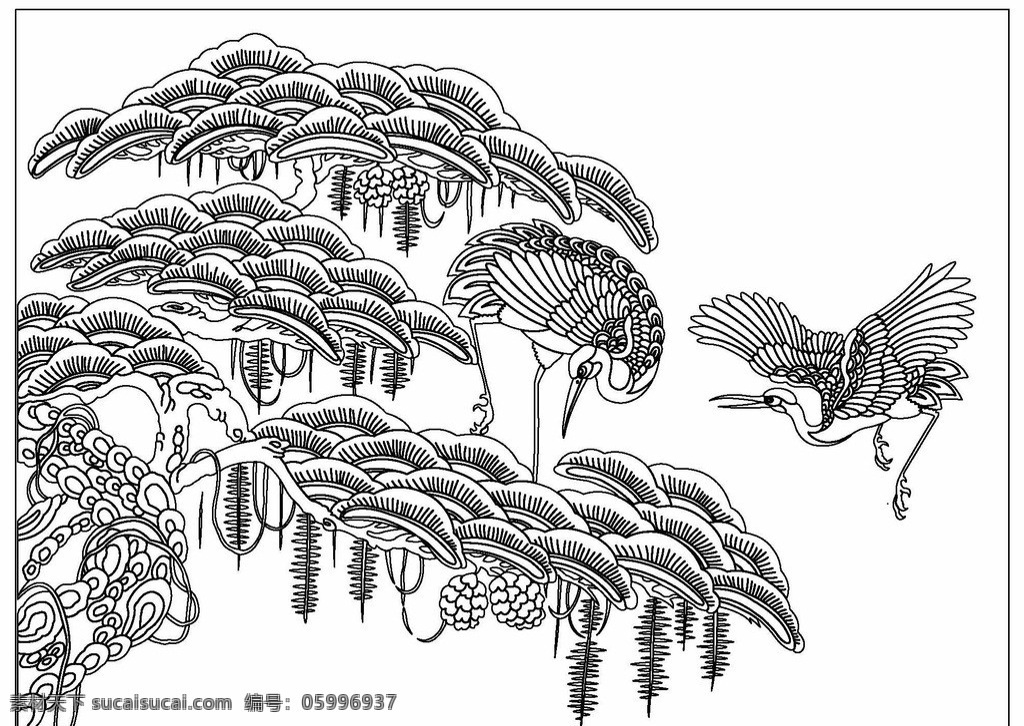 鶴 飛 舞 線 描圖 仙鶴 線描 白描 景觀 景致 吉祥 風(fēng)景 鶴舞 鶴飛 閑適 線條 線條畫 美術(shù)繪畫 文化藝術(shù) 矢量