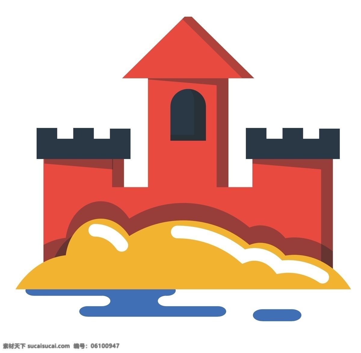 卡通 红色 城堡 插画 精美的城堡 儿童玩具插画 玩具 红色城堡 精美的玩具 卡通玩具插画 红色的城墙