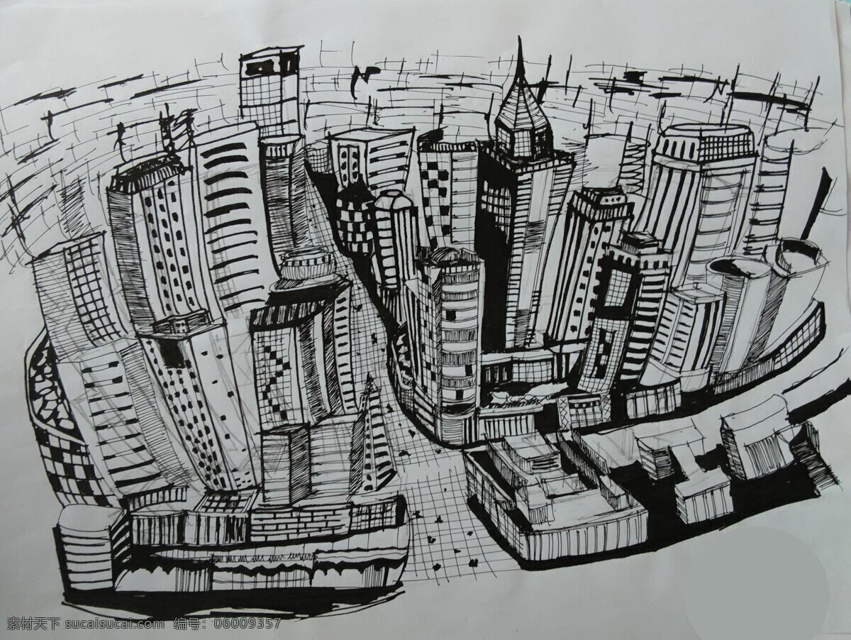 钢笔 手绘 线 稿 城市 鸟瞰 钢笔画 城市鸟瞰 手绘线稿 大都市 灰色
