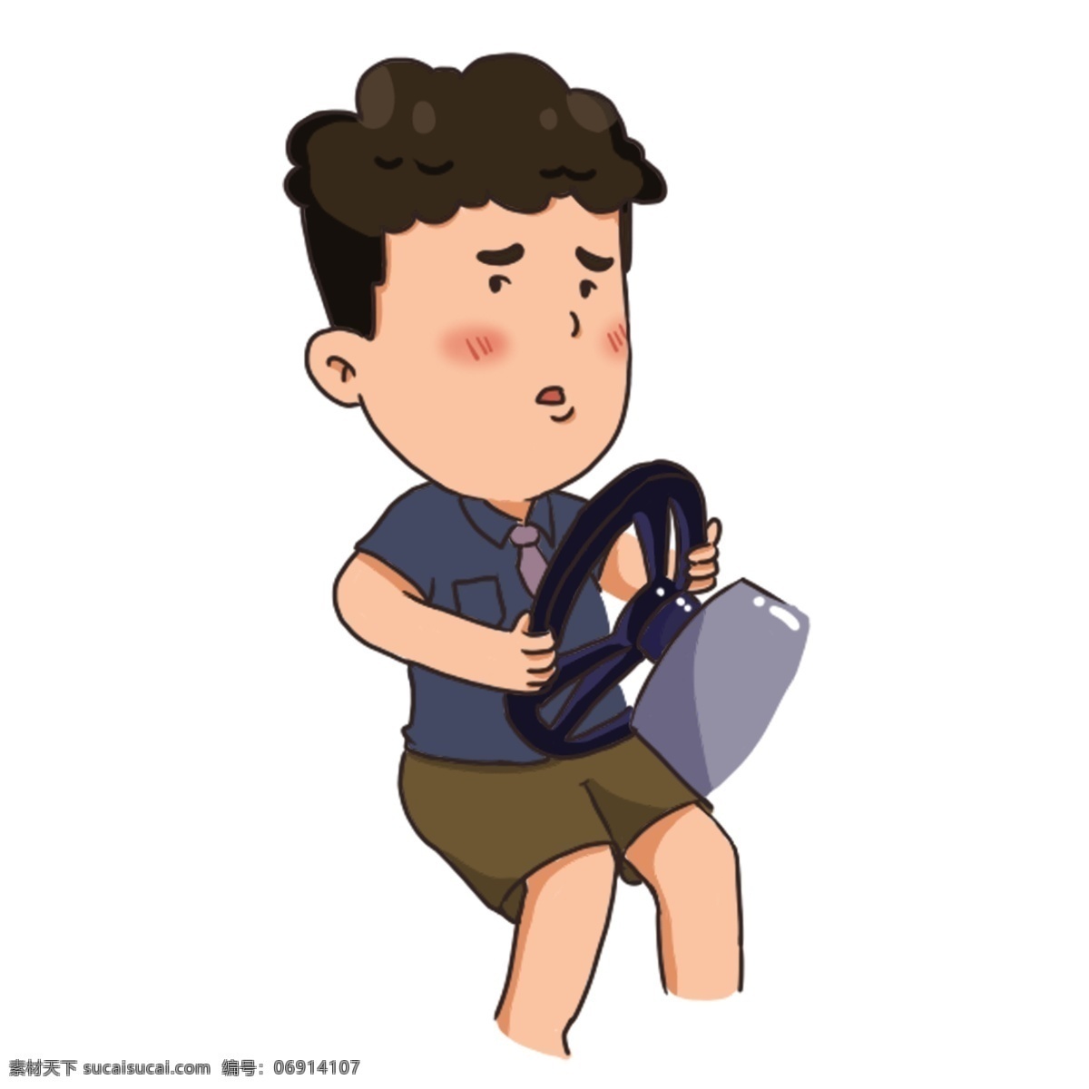 卡通 手繪 駕駛員 開車 萌 系 q 版 男孩 免 摳 臉紅 老實(shí) 憨厚 帥哥 開車可愛娃娃